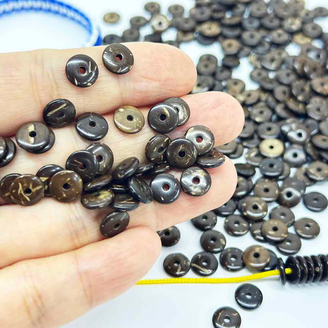 Fiasrel 50pcs 6-10mm Coconut Shell Beads Jewellery Accessory Loose Beads