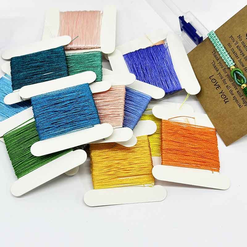 Fiasrel 15-color DIY Magic Sparkle Color Threads Kit: 6ply Magic Sparkle Color Braided Bracelet Jewelry Thread Hand Craft Accessories Metallic Threads