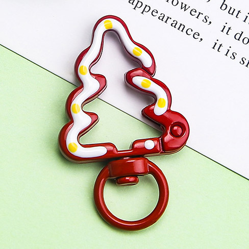Fiasrel 9cs Multifunctional Decorative Buckle DIY Hand-painted Alloy Open Ring Christmas Tree Spring Buckle for Bag Mobile Phone Chain Pendant