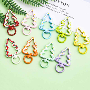 Fiasrel 9cs Multifunctional Decorative Buckle DIY Hand-painted Alloy Open Ring Christmas Tree Spring Buckle for Bag Mobile Phone Chain Pendant