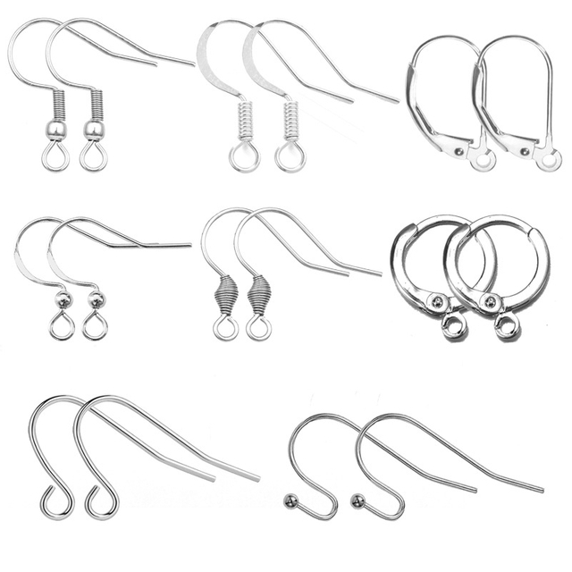 Fiasrel 10/50pairs/lot 316 Stainless Steel Fish Hook Earring Spring Pressed Flat Earring Hooks for Jewellery Making
