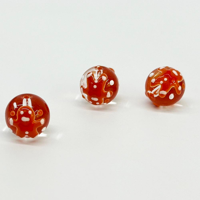 Fiasrel 5pcs Christmas Glass Beads Snowman Snowflakes Christmas Santa Hat Christmas Stocking Christmas Candy Ginger Man Round Beads