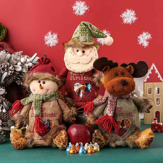 Fiasrel 1pcs/3pcs Christmas Apple Bag Gift Bag Christmas Eve Children's Candy Bag