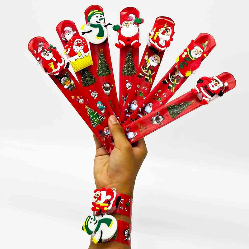 Fiasrel 10pcs Christmas Slap Wristband Santa Claus Christmas Snowflake Decoration Party Christmas Snap Bracelets Slap Wristband for Home Festival Party Supplies Christmas Ornament