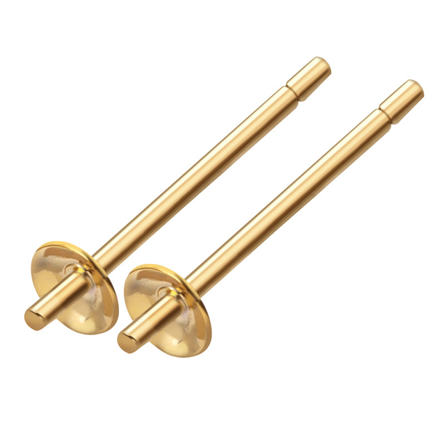 Fiasrel 10Pairs Earring Mountings Brass Earring Pin with Cap for Earring Jewelry Findings