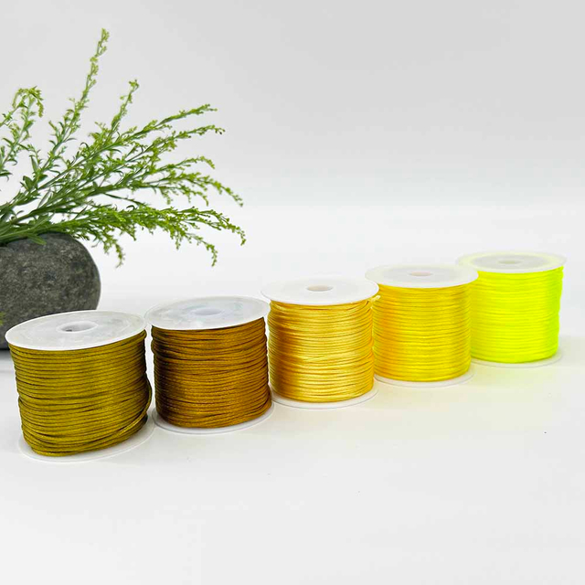 Fiasreel 5pcs1.5mm 25Yards/roll Colorful Satin Nylon Thread Chinese Knot Cord Black Rattail Satin Macrame Rope for Jewelry Making Bracelet Braided Line Accessories