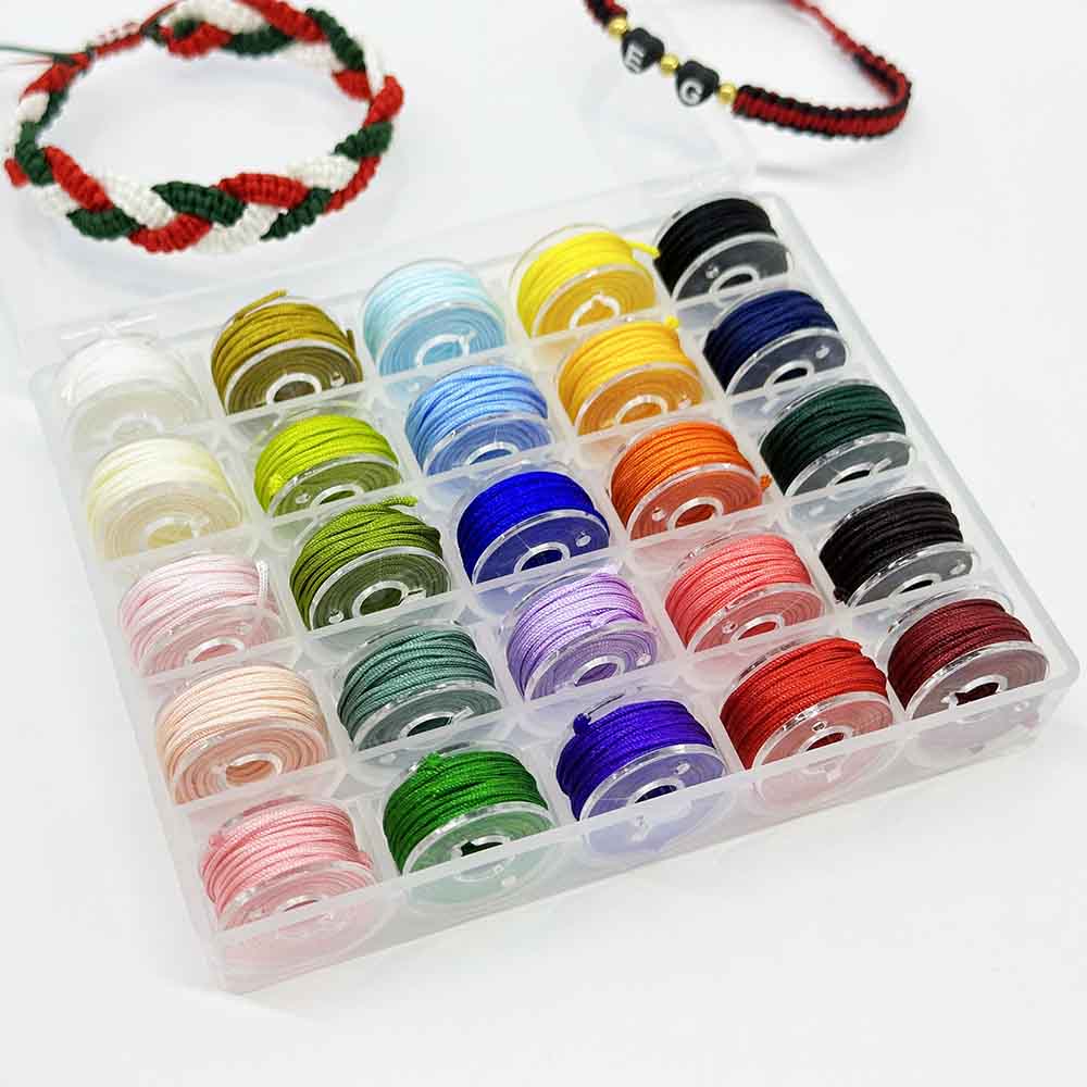 Fiasrel No.72 0.8mm 25 Mixed Colors Nylon Chinese Knot Macrame Cord Rope Non-elastic Jade Thread for DIY Jewelry Making Handmade Bracelets Necklaces Jewelry Accessories
