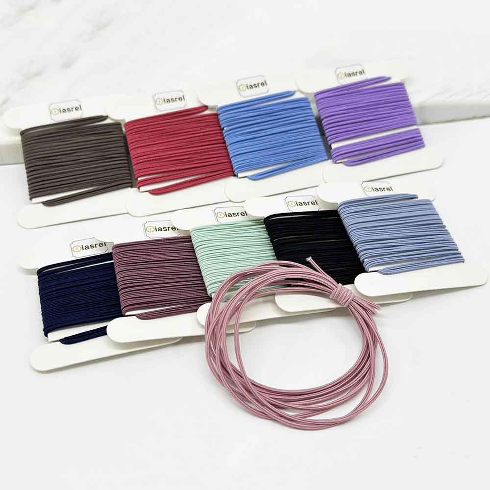 Fiasrel 10pcs 2mm 1Yard Candy Color Hair Holders High Elastic Rubber Bands Braided Rubber Latex Round Cord Elastic String Rope