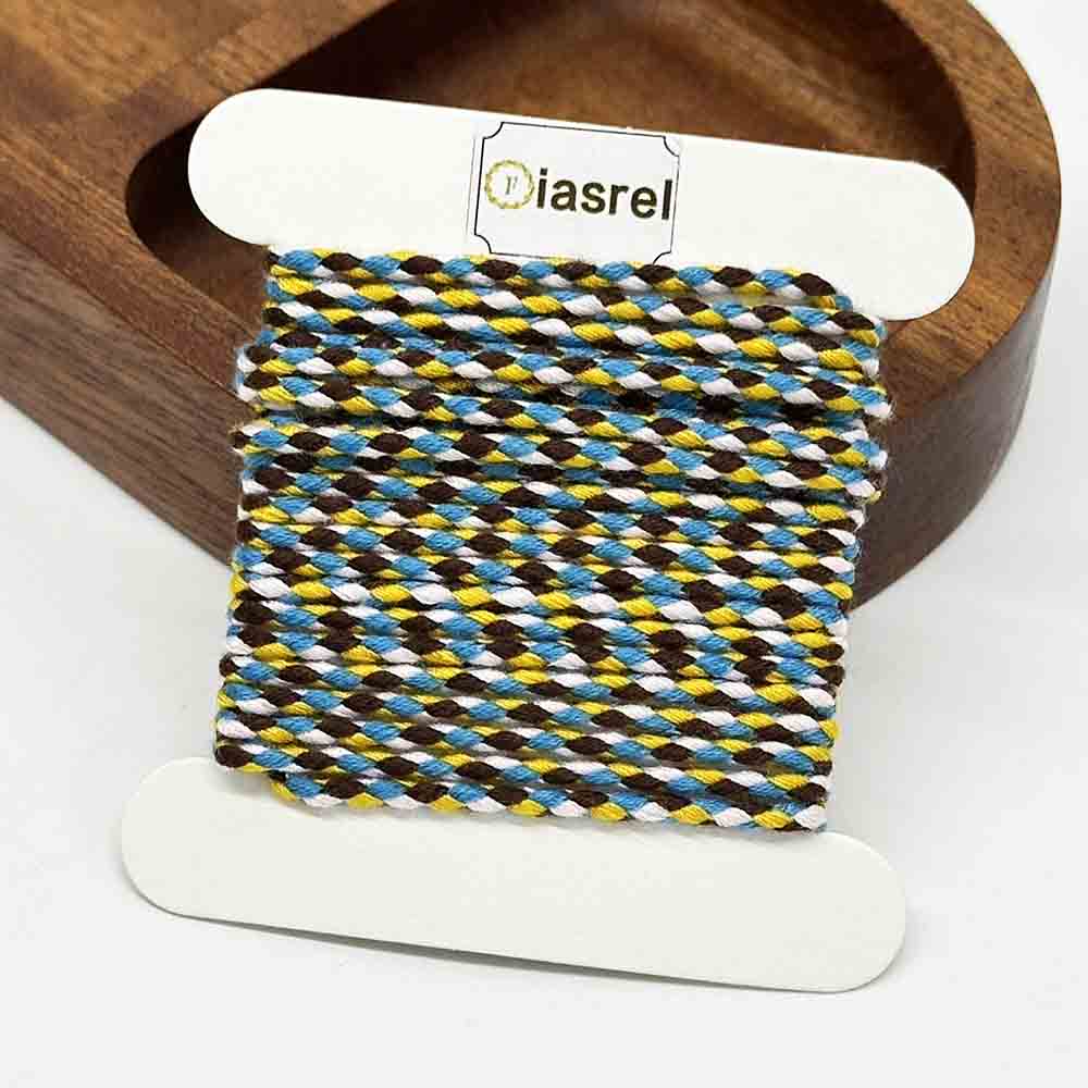 Fiasrel 1pcs 2mm 2Yards Multicolor 4-Ply Polycotton Cord Polyester Braided Rope Cord Twisted Macrame String for DIY Crafts Home Textile Wedding Decorative Supplies