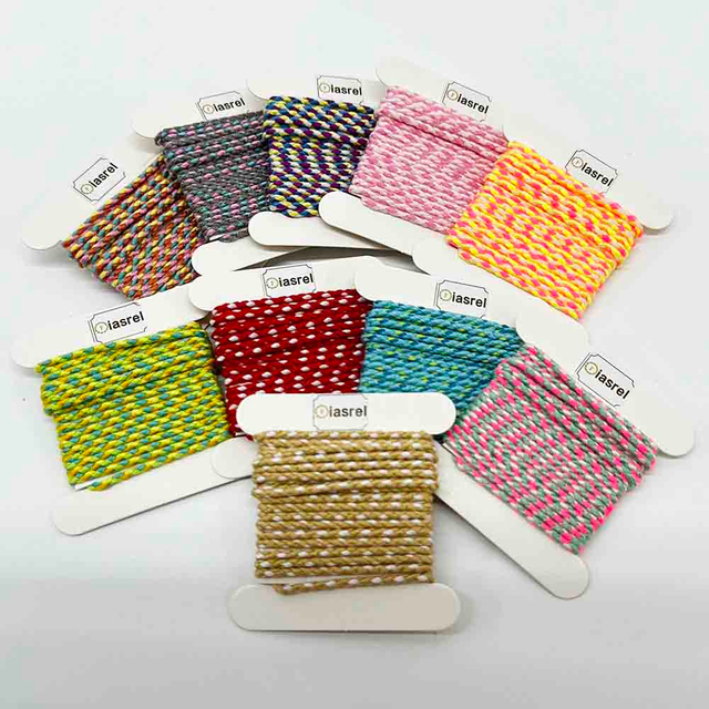 Fiasrel 30pcs/Set 4-Ply Gold Wire 2mm Polycotton Metallic Cord Macrame Rope Multicolor Braided Cotton Cord Handwoven Thread String for DIY Lanyard Necklace Bracelet Gift Wrap Jewelry Making Supplies