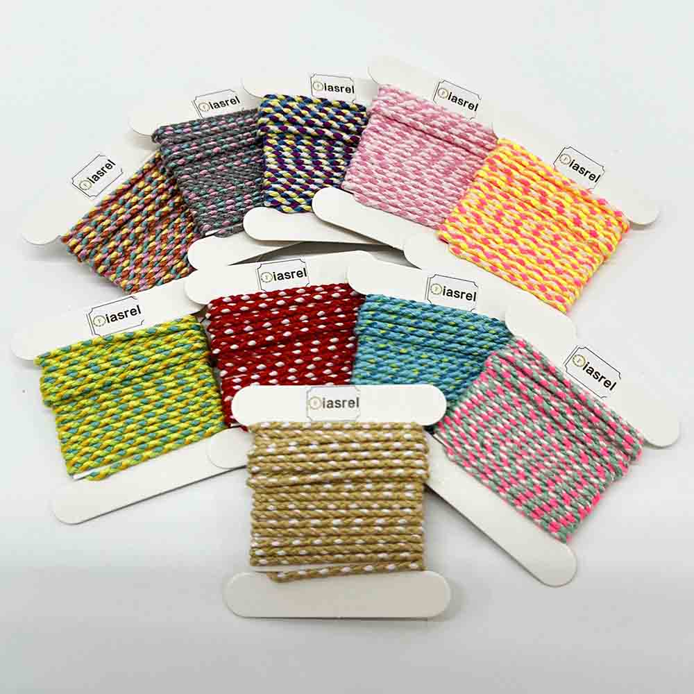 Fiasrel 30pcs/Set 4-Ply Gold Wire 2mm Polycotton Metallic Cord Macrame Rope Multicolor Braided Cotton Cord Handwoven Thread String for DIY Lanyard Necklace Bracelet Gift Wrap Jewelry Making Supplies