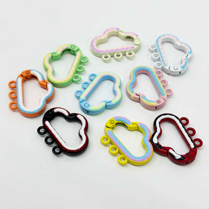 Fiasrel 10pcs Multi-Color Enamel Cloud Keychains with Drill Double-sided Key Buckle DIY Mobile Phone Chain Car Key Hanging Homemade Bag Pendant Spring