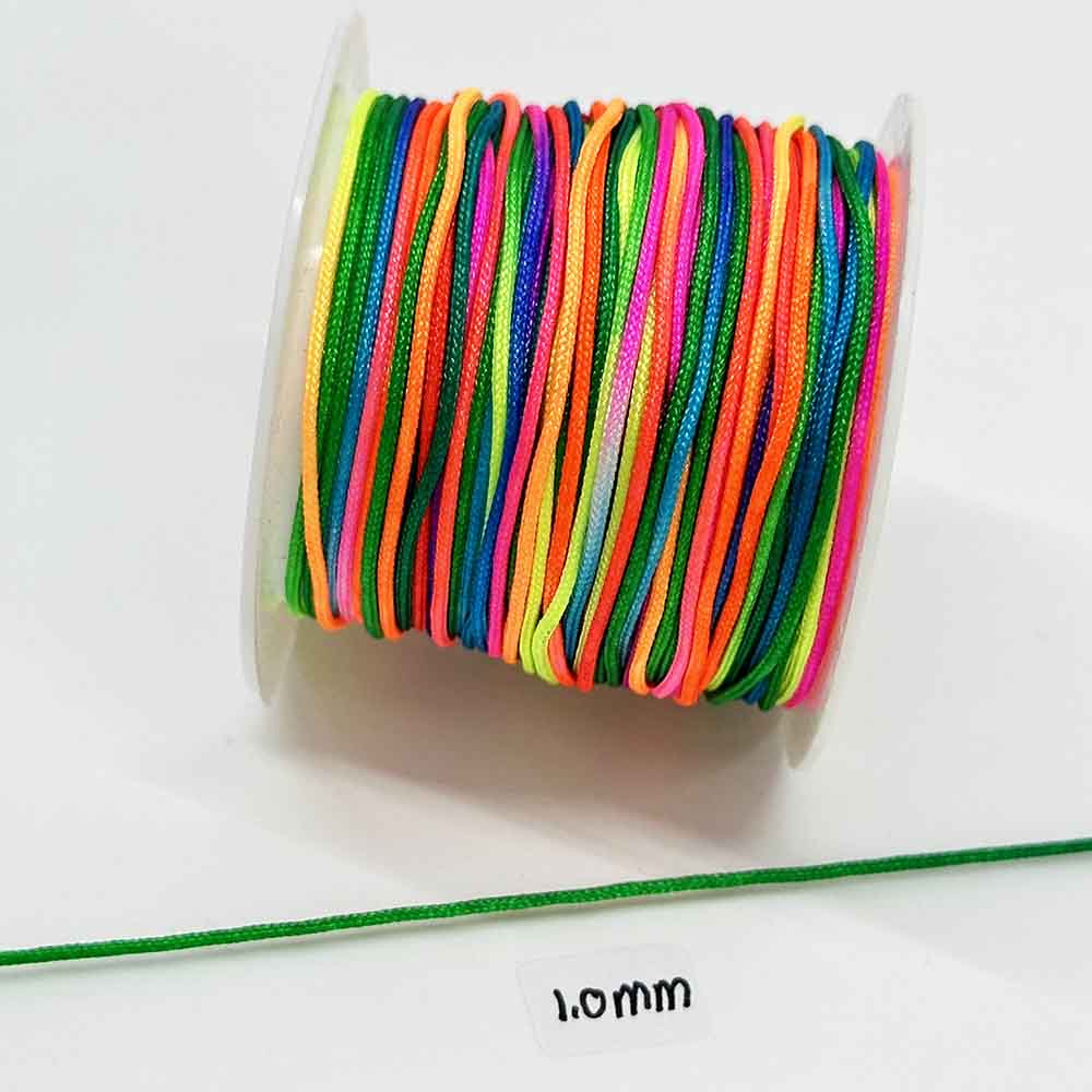 Fiasrel 0.8-2.0mm Rainbow Thread Nylon Cord Beading Satin String Chinese Knotting Beading Macrame Cord for DIY Friendship Bracelet Necklace Jewelry Making