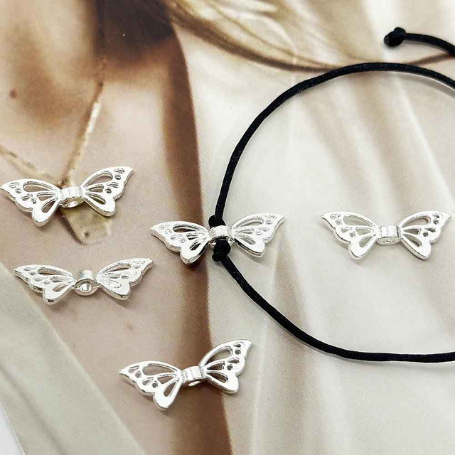 Fiasrel 20/50pcs Spacer Beads Butterfly Animal Wing for DIY Jewelry Necklaces Bracelets Keychains Phone Chains
