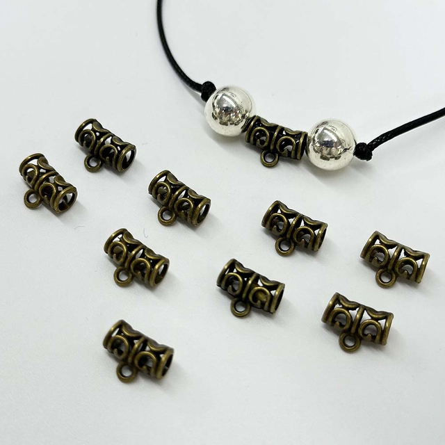 Fiasrel 20pcs Zinc Alloy Bail Beads Connectors Metal Tube Bail Beads Loose Spacer Beads for Jewelry Making