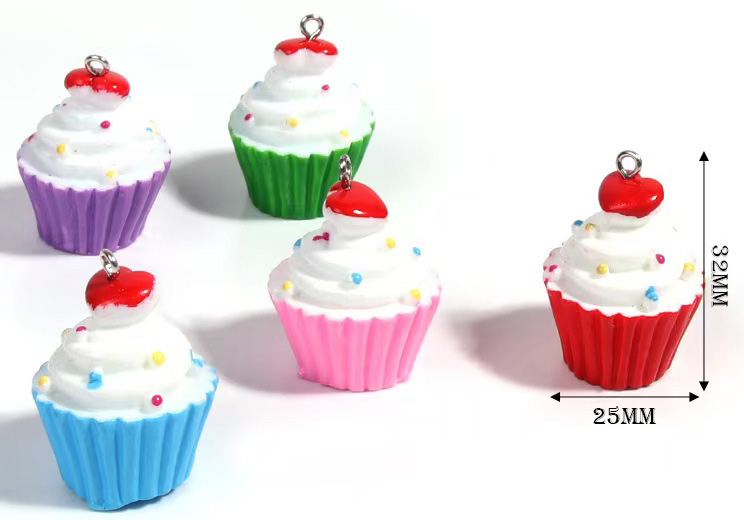 Fiasrel 20pcs DIY Resin Cupcake Charms size