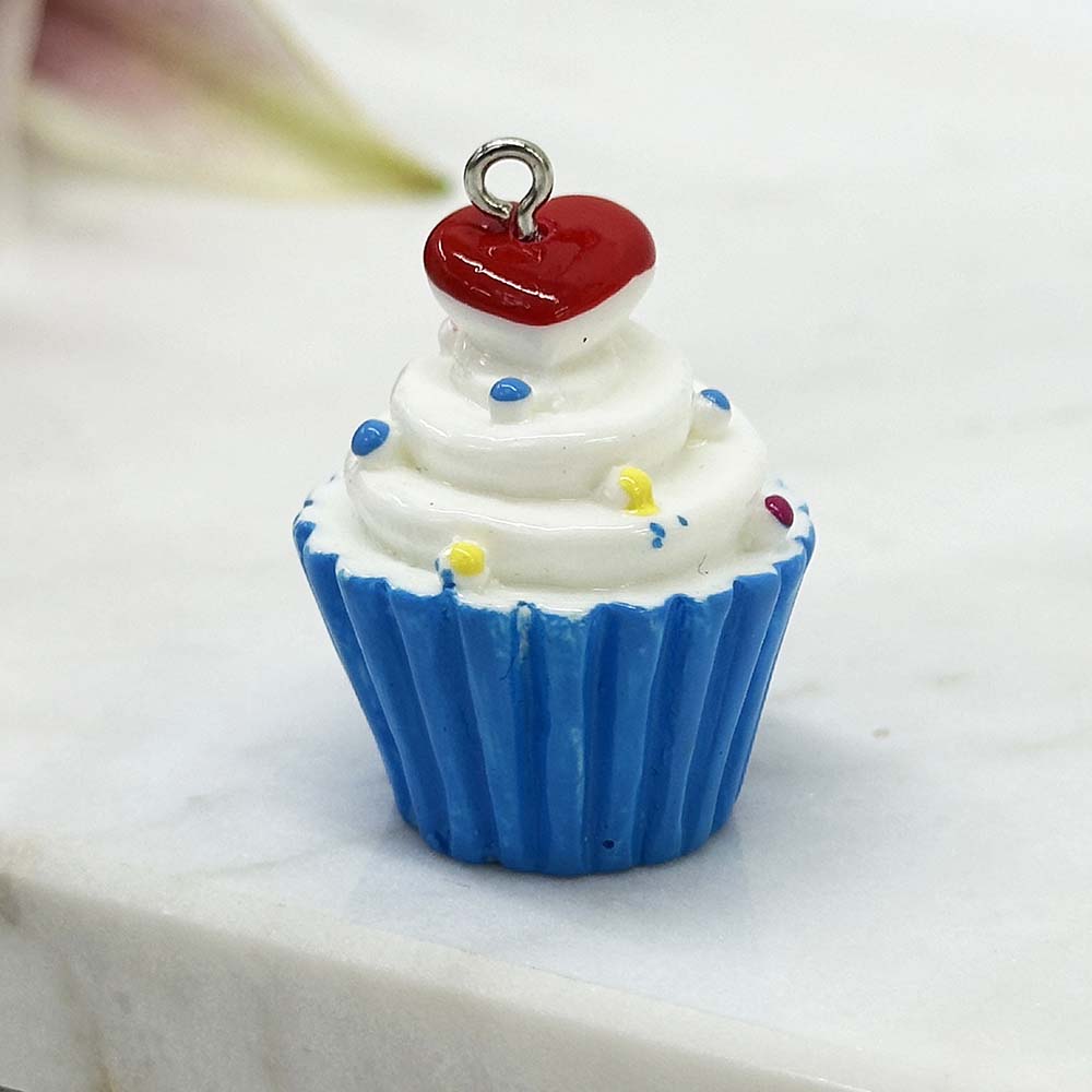 Fiasrel 10pcs 25*32mm Resin Simulation Dessert Jewelry Sweet Cake Cupcake Pendant Charms for DIY Handmade Jewelry Making Keychains Supplies