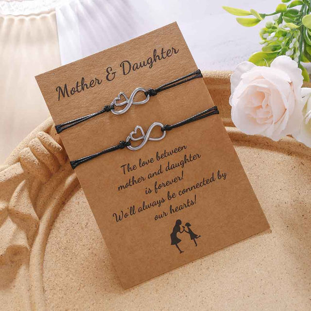 Fiasrel Mother's Day Bracelet Popular 2Pieces/Set Charm Couple Friendship Bracelet Hand-woven 
