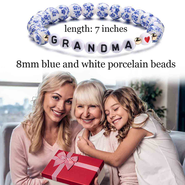 Fiasrel Handcrafted Blue and White Porcelain Beaded Bracelet