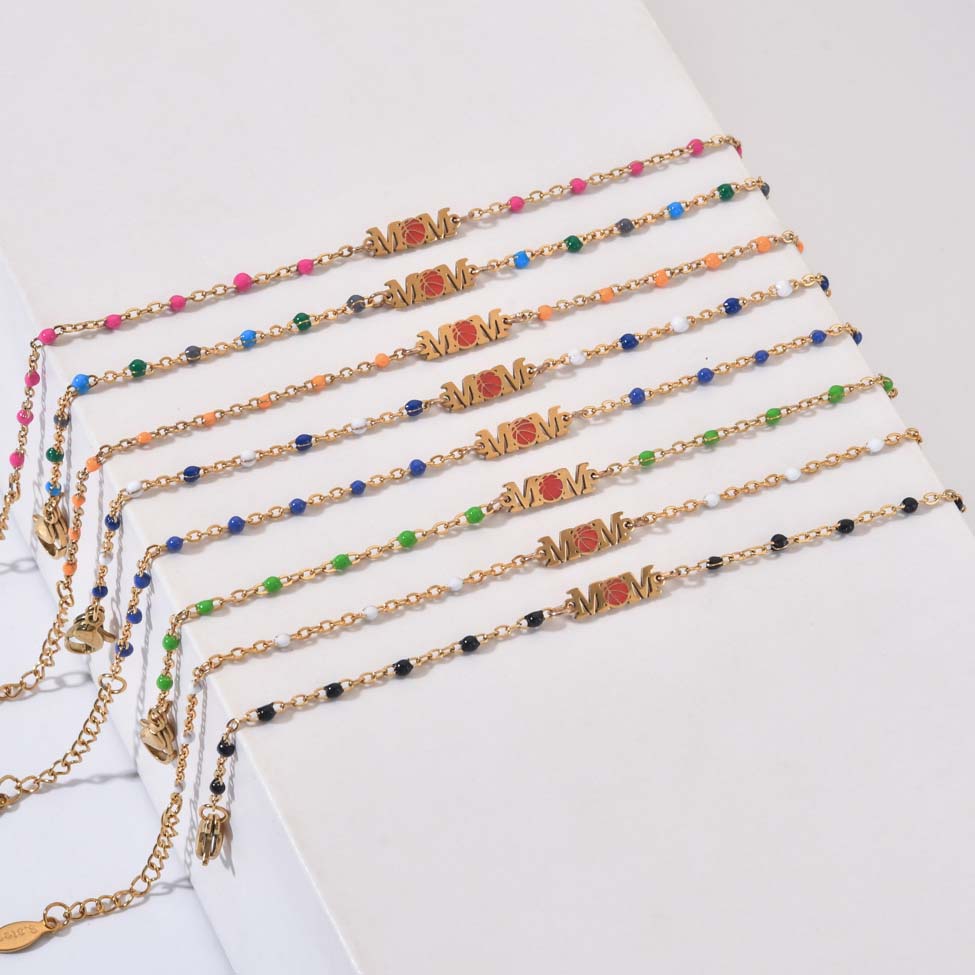 Fiasrel Mother's Day Adjustable Stainless Steel Gold Plated Rice Bead Bracelet