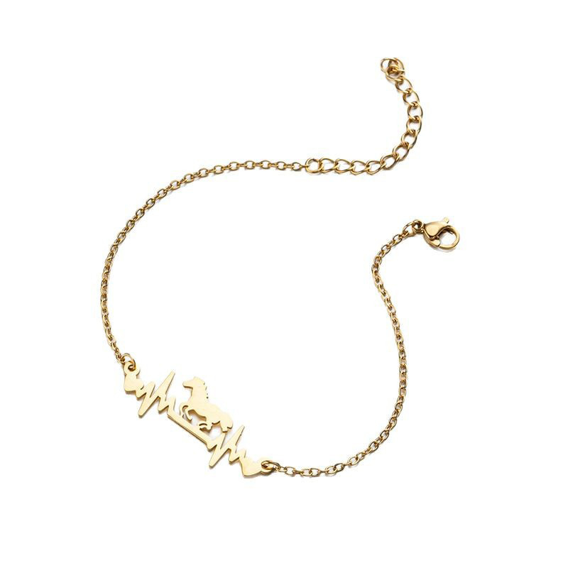 Fiasrel Fashion Tarnish Free Silver 18K Gold Stainless Steel Charm Heartbeat Beat Jewelry for Ladies