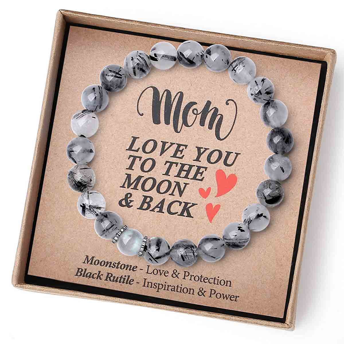 Fiasrel Moonstone Bracelet Mother's Day Gift Card Bracelets Natural Crystal Stone Bead Bracelet