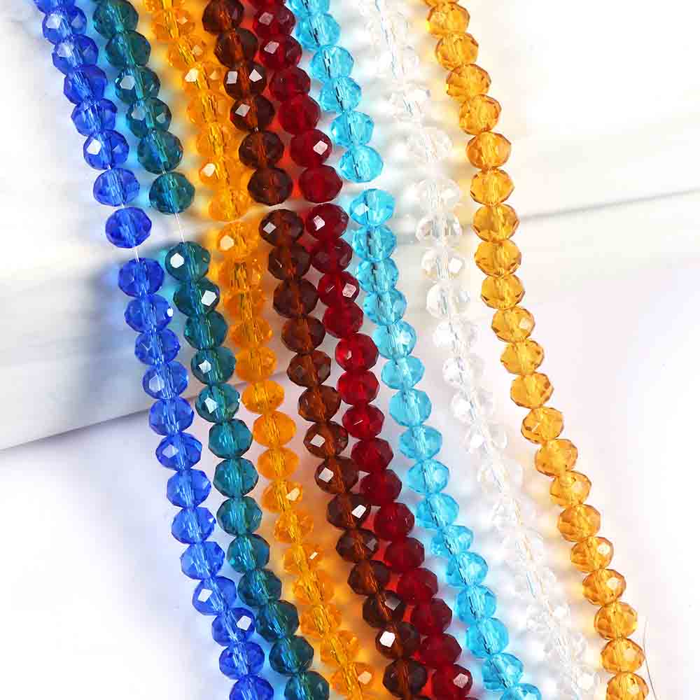 Fiasrel 1bundle 2/3/4/6/8mm Flat Wheel Beads DIY Jewelry Making Accessories Crystal Loose Beads in Transparent Standard Colors