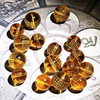 Fiasrel Citrine "Ruyi Wheel King Dharani" Prayer Beads – Engraved Buddhist Mantra Spacers for DIY Mala & Spiritual Bracelets