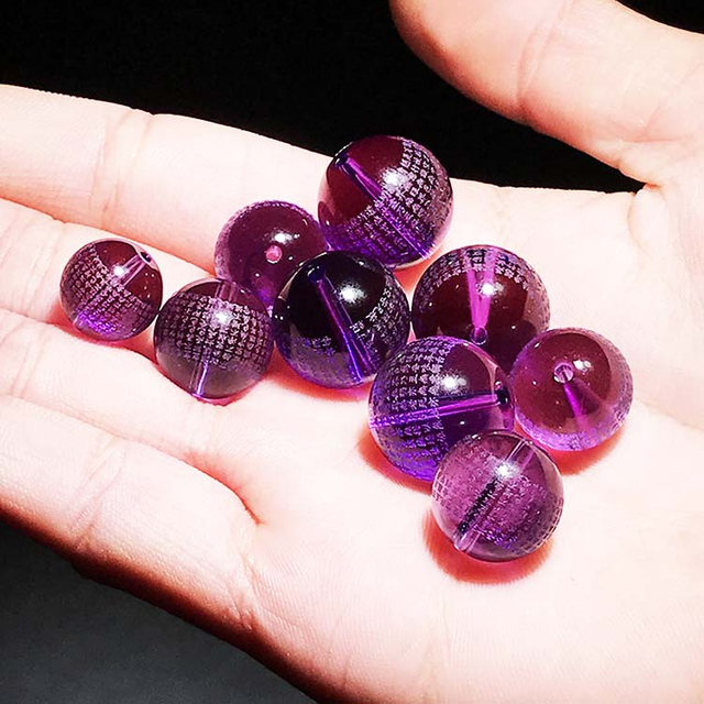Fiasrel Amethyst Heart Sutra Prayer Beads – DIY Engraved Buddhist Mala Spacers & Scripture Charms for Bracelet Crafting
