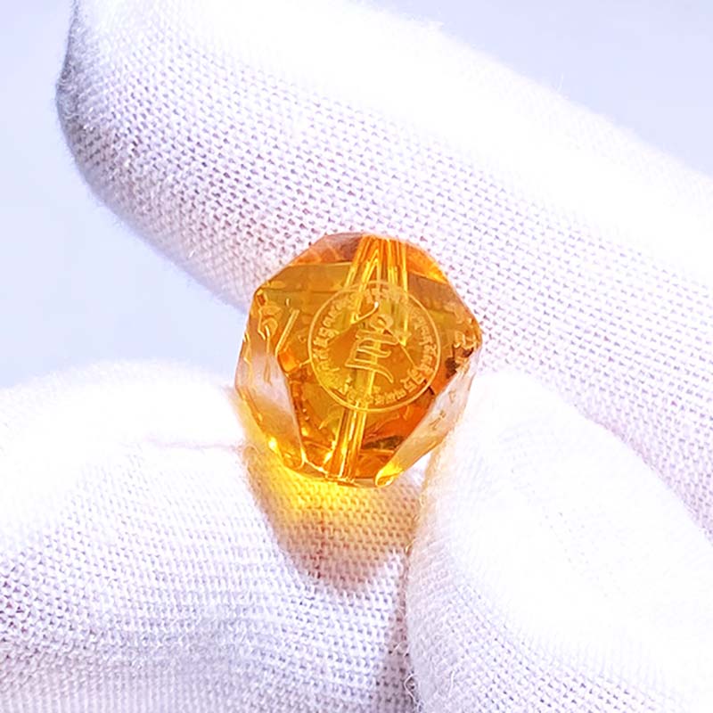 Fiasrel Yellow Jambhala Crystal Beads Accessories - Freeform Faceted Engraved Beads for Bracelet Making, DIY Jewelry Components