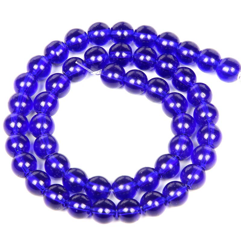 Fiasrel 1bundle Deep Blue Glass Beads 4-14mm Round Hole Beads for Bracelet & Necklace Making