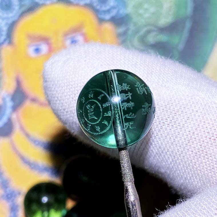 Fiasrel Green Jambhala Prayer Beads | Emerald Wealth Deity Mala Components | Green Quartz Blessing Bracelet Spacers