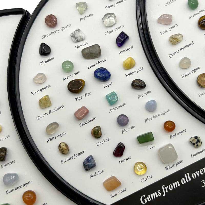 Fiasrel 32-Piece Moon-Shaped Mineral Collection – Natural Crystals, Agates & Gemstones for Geology Education & Christmas Gifting