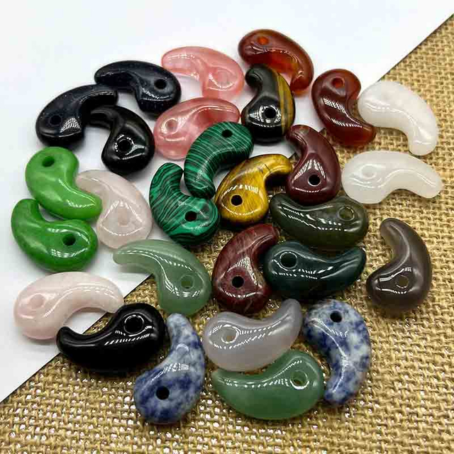 Fiasrel Anime Onmyoji Daitengu Collection: 3mm Magatama Drop Pendants – 30x16 Hole Natural Agate & Crystal Beads for Cosplay Bracelets