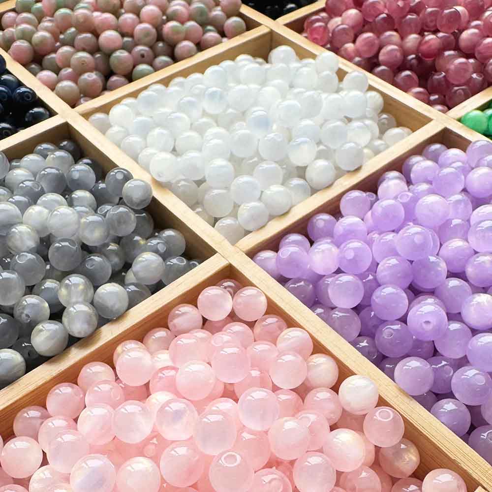 Fiasrel 1bundle 8mm Resin Cat Eye Beads - DIY Accessory Components for Phone Keychains Bracelets Necklaces and Jewelry Making Supplies Bulk Beads