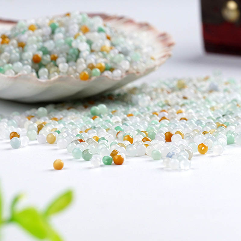 fiasrel 1bundle 3mm-4mmNatural Tri-Color Jadeite Beads Mini Loose Beads for DIY Jewelry Making