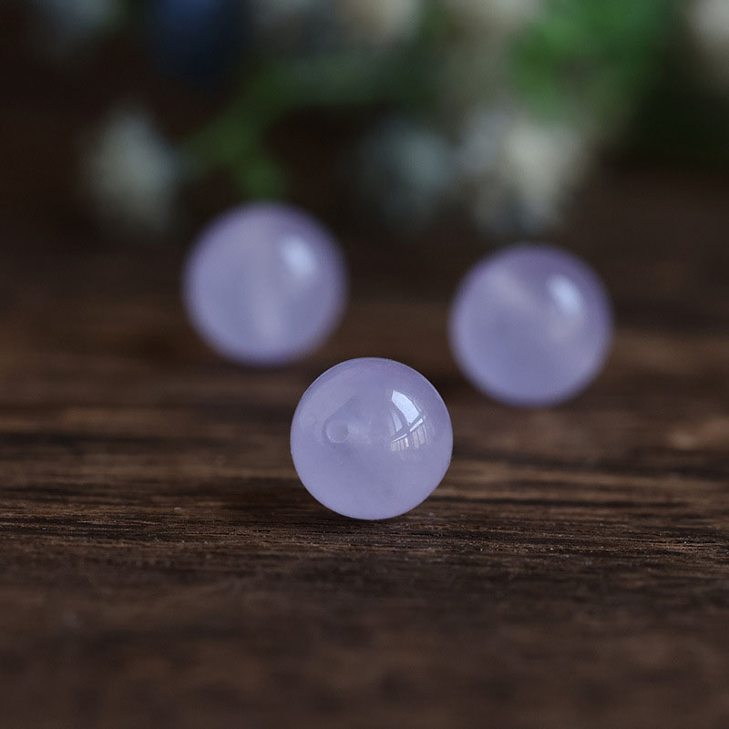 fiasrel 1bundle Icy Lavender Jadeite Loose Beads - Pale Purple Chalcedony Round Beads for Jewelry Making