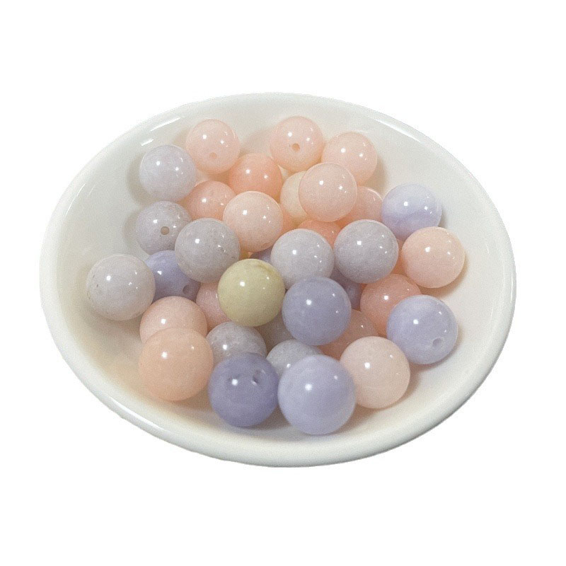 fiasrel 1bundle Pastel Mixed Natural Gemstone Beads Ice Cream Color Loose Round Beads for DIY Jewelry