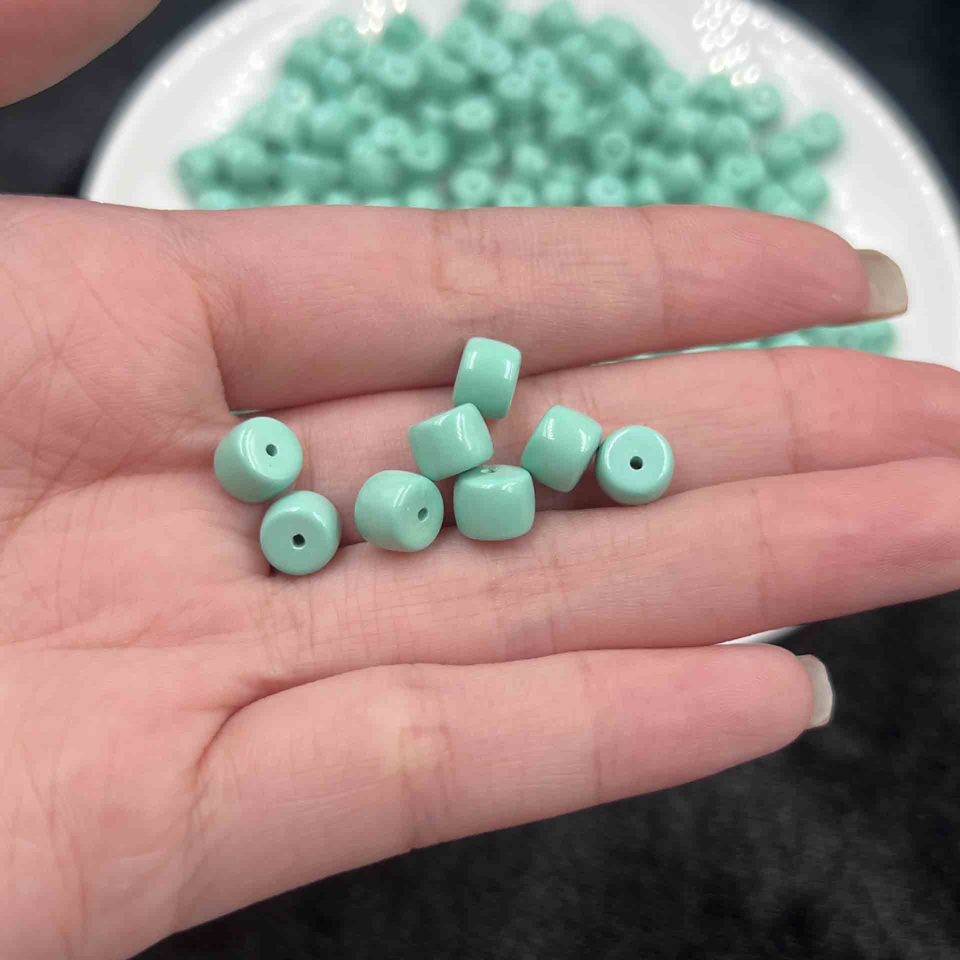 fiasrel 1bundle 7mm MagnesiteTurquoise Straight Cut Beads High Gloss Spacer Beads for DIY Bracelet Making