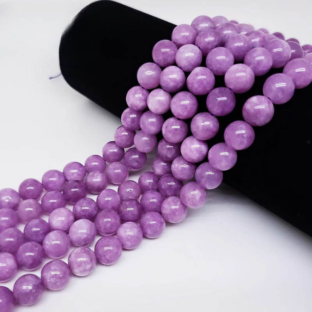 fiasrel 1bundle Natural Lilac Chalcedony Beads DIY Crystal Jewelry Making 