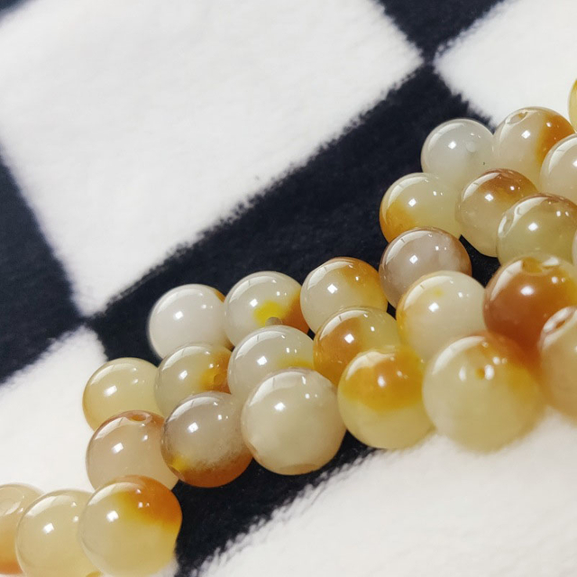 fiasrel 1bundle Natural Floating-Flower Jade Beads Polished Huanglong Jade Round Beads