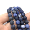 fiasrel 1bundle 4-12mm Raw Matte Vintage Blue Veined Linen Stone Loose Beads Handmade DIY Necklace, Earrings & Beaded Bracelet Women's Round Gemstone