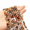 fiasrel 1bundle Natural Stone Striped Agate Loose Beads - 6/8mm Round Straight Hole Beading Strand for Necklace Making