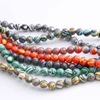 fiasrel 1bundle Round Natural Stones & Simulated Malachite Loose Beads for DIY Necklace Making