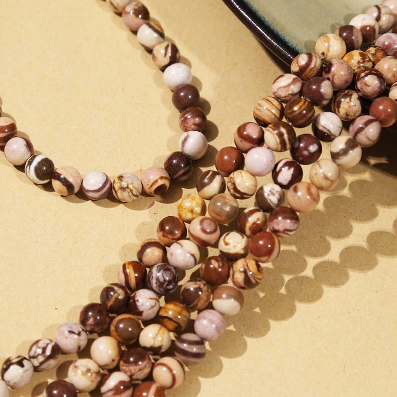 fiasrel 1bundle Australian Zebra Jasper Beads - Natural Striped Stone Loose Beads for Handmade Bracelets & Necklaces
