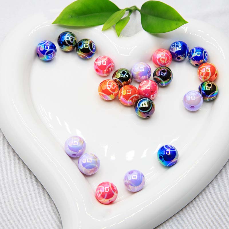 fiasrel 1bundle 16mm Acrylic Printed Beads – Twelve Zodiac Signs Printed Beads, Handmade Beaded Phone Strap Keychain Accessories