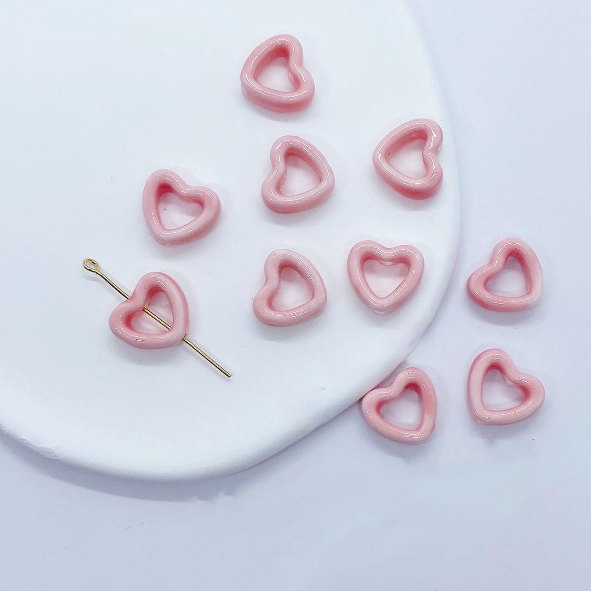 fiasrel 1bundle Pink-toned Ceramic Bead Set for DIY Bracelets Cat Paw, Bone, Star & Heart Charms - Handmade Beading Supplies