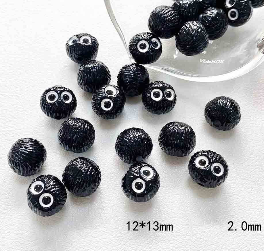 fiasrel 1bundle Coal Ball Sprite Whimsical & Cute Resin Loose Beads for DIY Handmade Bracelet/Necklace Crafting Funny Charms Jewelry Supplies