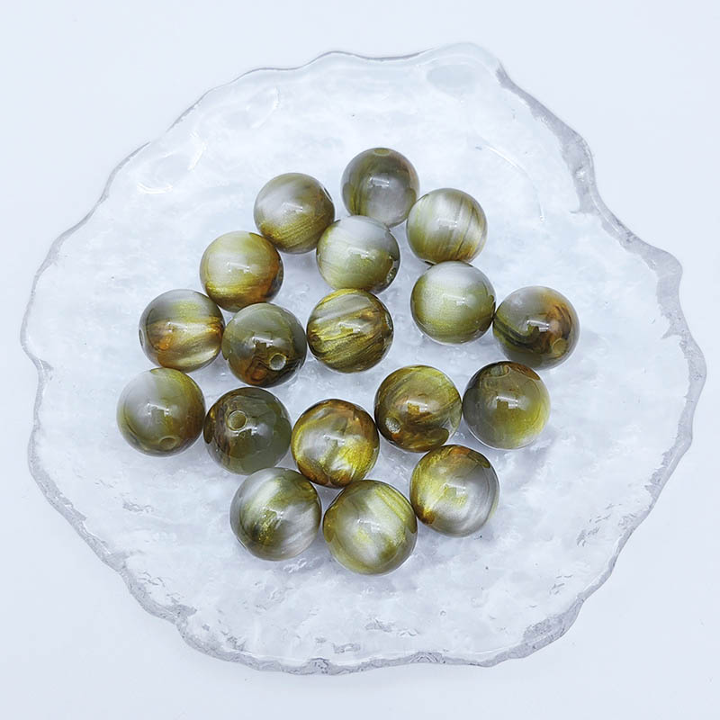 fiasrel 1bundle New 12mm Vintage Oil-Painting Style Cat’s Eye Resin Beads – DIY Round Beads for Bracelets & Phone Charm Accessories