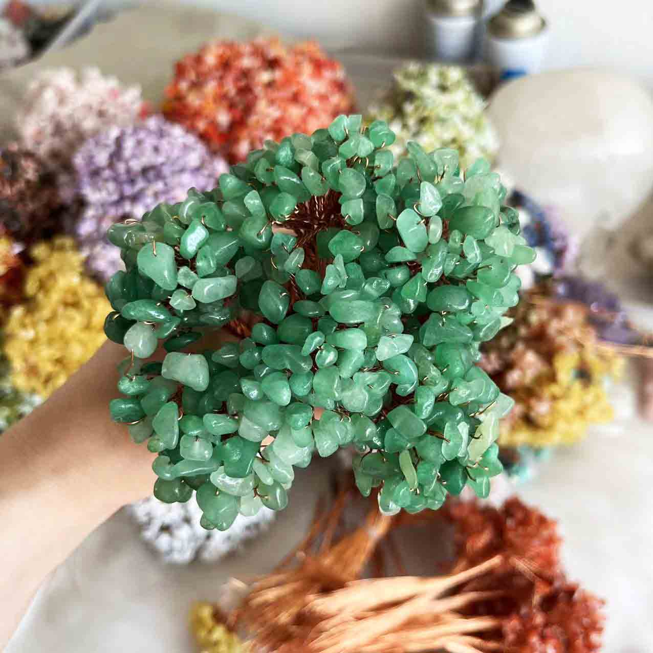 fiasrel 1bundle Natural Crystal Chips Money Tree Tree of Life DIY Kit - Handmade Copper Wire Wrapped Crystal Bouquet Decor